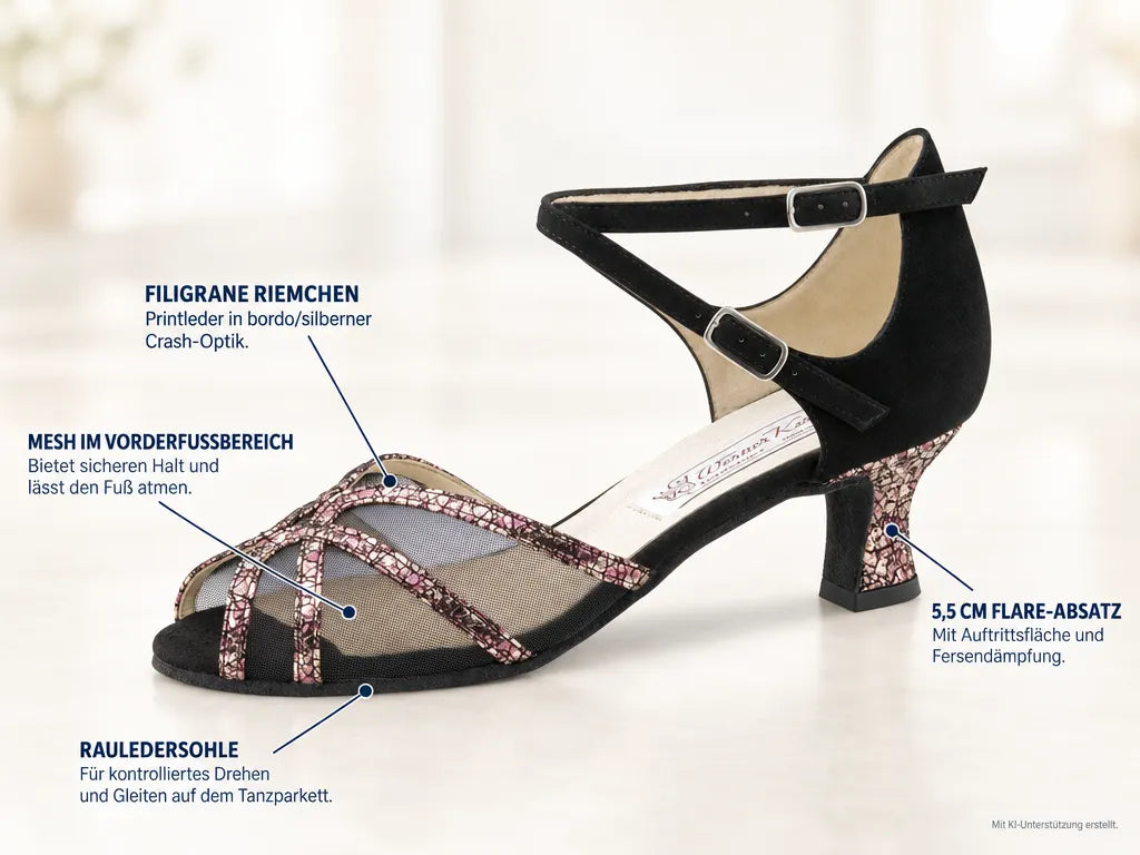 Werner Kern Damen Tanzschuhe Blair – Produktinfografik, mit KI-Unterstützung erstellt.