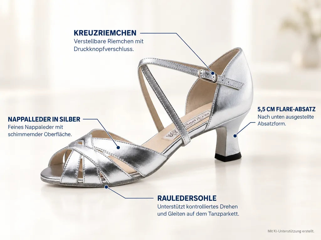 Werner Kern Damen Tanzschuhe Bonnie 55 – Produktinfografik, mit KI-Unterstützung erstellt.
