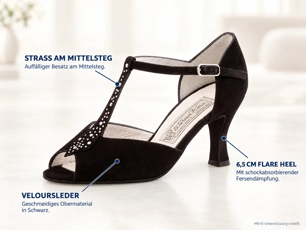 Werner Kern Damen Tanzschuhe Claudia 6,5 – Produktinfografik, mit KI-Unterstützung erstellt.