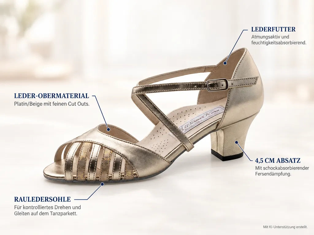 Werner Kern Damen Tanzschuhe Coleen – Produktinfografik, mit KI-Unterstützung erstellt.