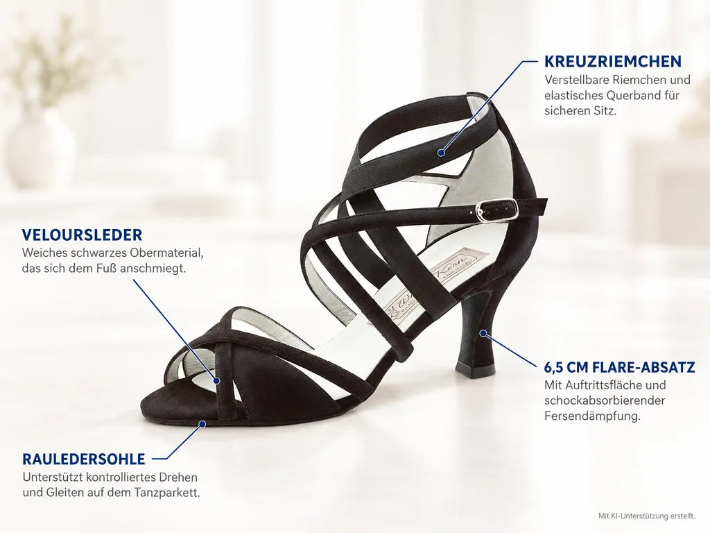 Werner Kern Damen Tanzschuhe Elsa – Produktinfografik, mit KI-Unterstützung erstellt.