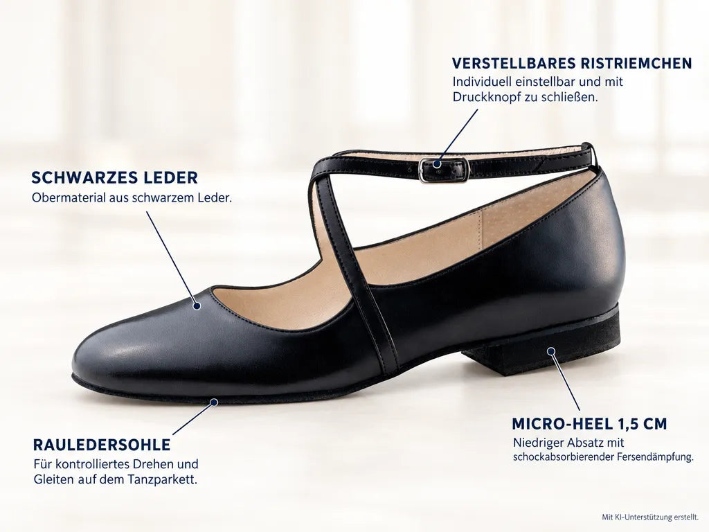 Werner Kern Damen Tanzschuhe Fanny – Produktinfografik, mit KI-Unterstützung erstellt.
