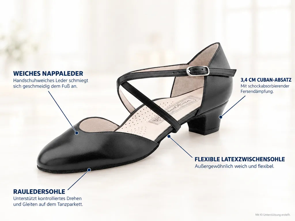 Werner Kern Damen Tanzschuhe Felice 3,4 – Produktinfografik, mit KI-Unterstützung erstellt.