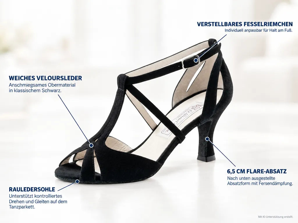 Werner Kern Damen Tanzschuhe Francis 6,5 – Produktinfografik, mit KI-Unterstützung erstellt.