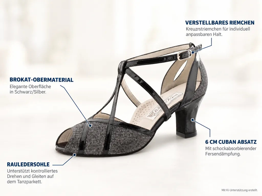 Werner Kern Damen Tanzschuhe Ginny – Produktinfografik, mit KI-Unterstützung erstellt.