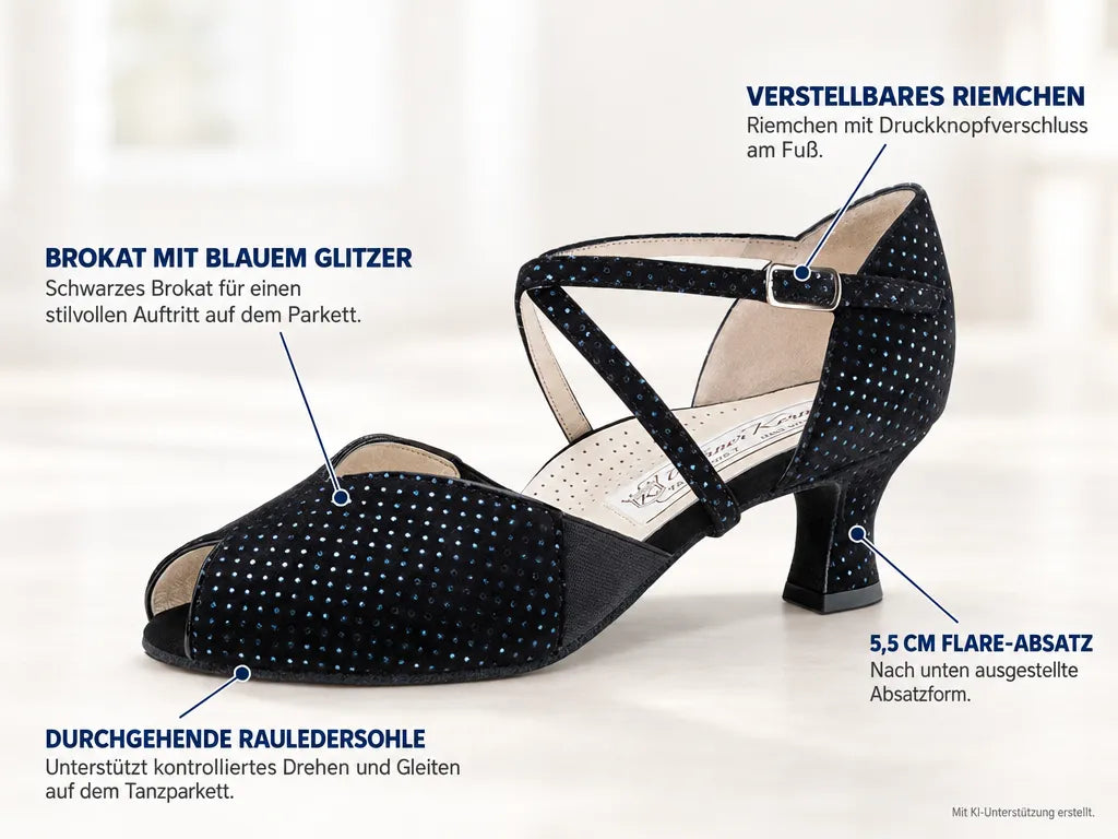 Werner Kern Damen Tanzschuhe Harriet 5 – Produktinfografik, mit KI-Unterstützung erstellt.