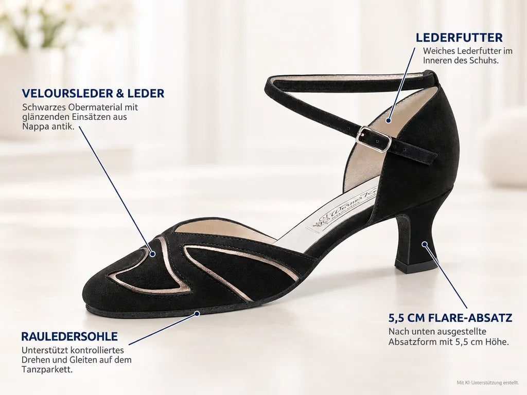 Werner Kern Damen Tanzschuhe Heather 55 – Produktinfografik, mit KI-Unterstützung erstellt.