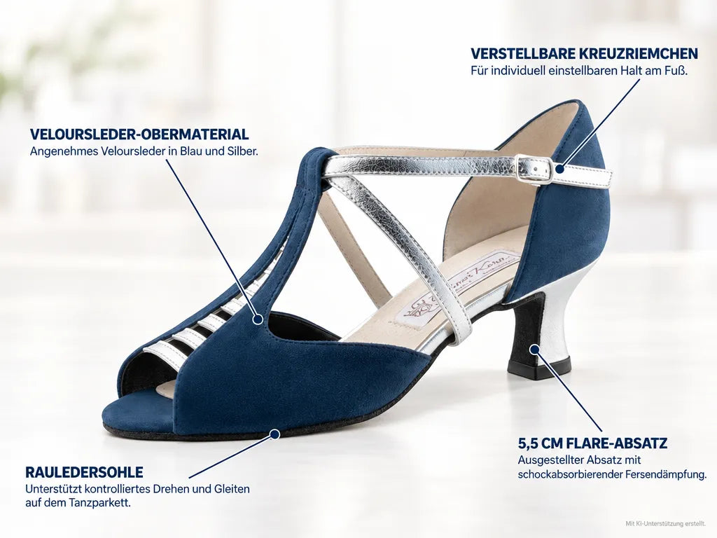 Werner Kern Damen Tanzschuhe Holly 5,5 – Produktinfografik, mit KI-Unterstützung erstellt.