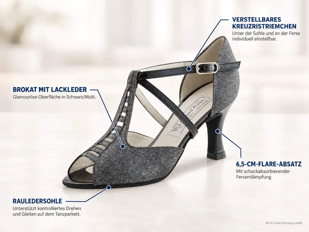 Werner Kern Damen Tanzschuhe Holly 6.5 – Produktinfografik, mit KI-Unterstützung erstellt.