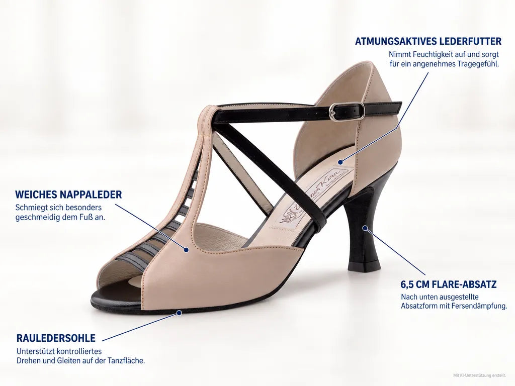Werner Kern Damen Tanzschuhe Holly 6.5 – Produktinfografik, mit KI-Unterstützung erstellt.