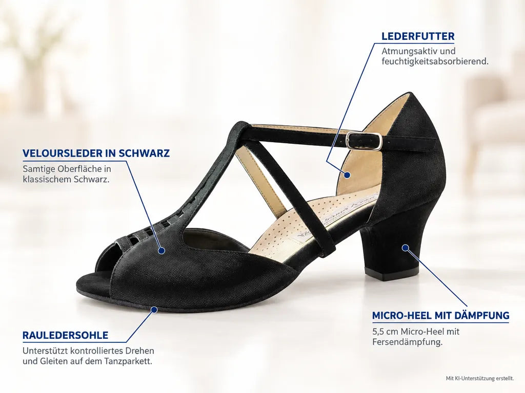Werner Kern Damen Tanzschuhe Holly – Produktinfografik, mit KI-Unterstützung erstellt.