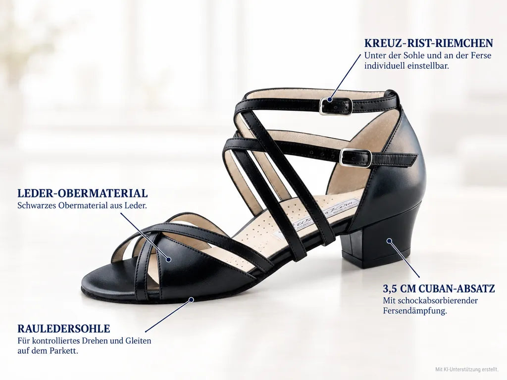 Werner Kern Damen Tanzschuhe Ilka – Produktinfografik, mit KI-Unterstützung erstellt.