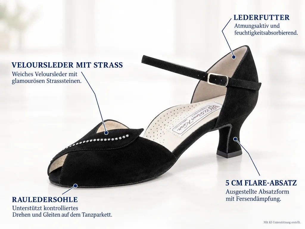 Werner Kern Damen Tanzschuhe Ilona 5 – Produktinfografik, mit KI-Unterstützung erstellt.