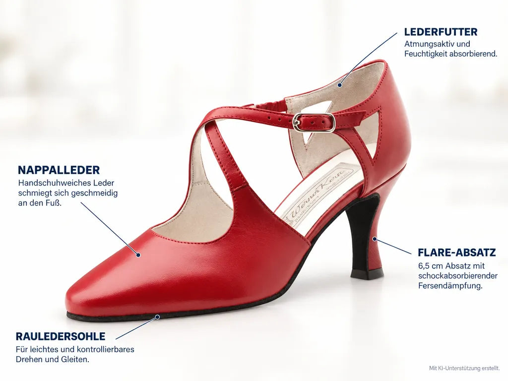 Werner Kern Damen Tanzschuhe Ines 6,5 – Produktinfografik, mit KI-Unterstützung erstellt.