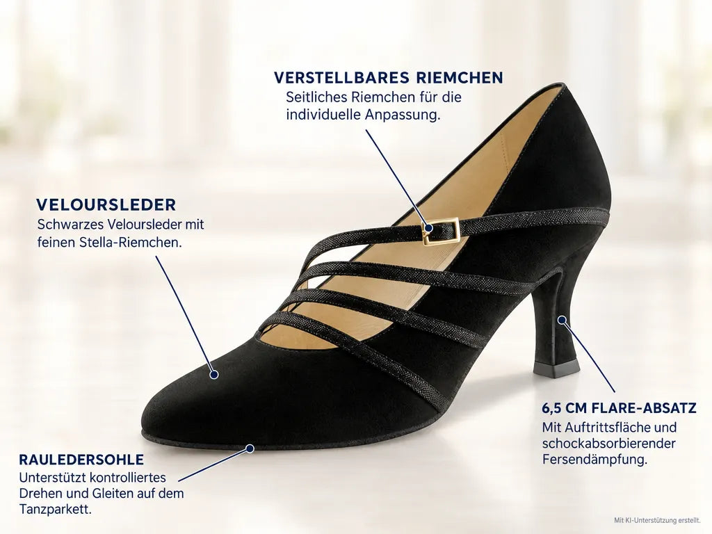Werner Kern Damen Tanzschuhe Jackie – Produktinfografik, mit KI-Unterstützung erstellt.