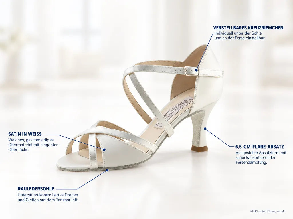 Werner Kern Damen Tanzschuhe July 6,5 – Produktinfografik, mit KI-Unterstützung erstellt.