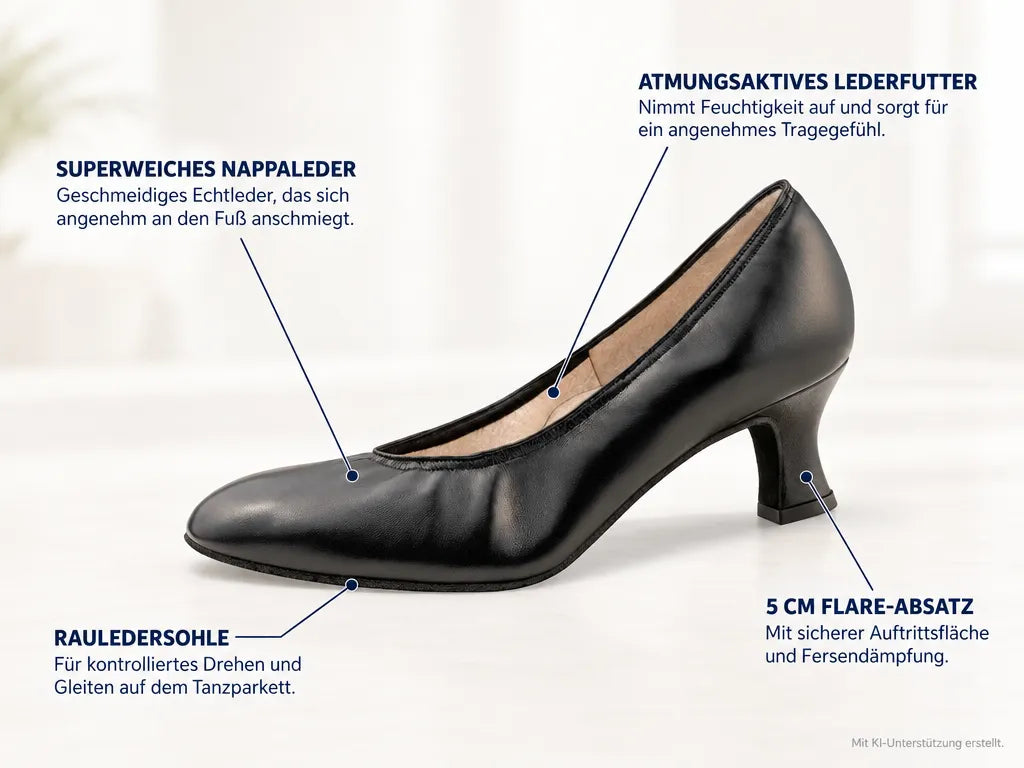 Werner Kern Damen Tanzschuhe Laura 5 – Produktinfografik, mit KI-Unterstützung erstellt.