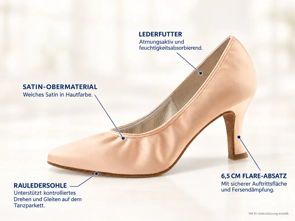 Werner Kern Damen Tanzschuhe Laura 6,5 – Produktinfografik, mit KI-Unterstützung erstellt.