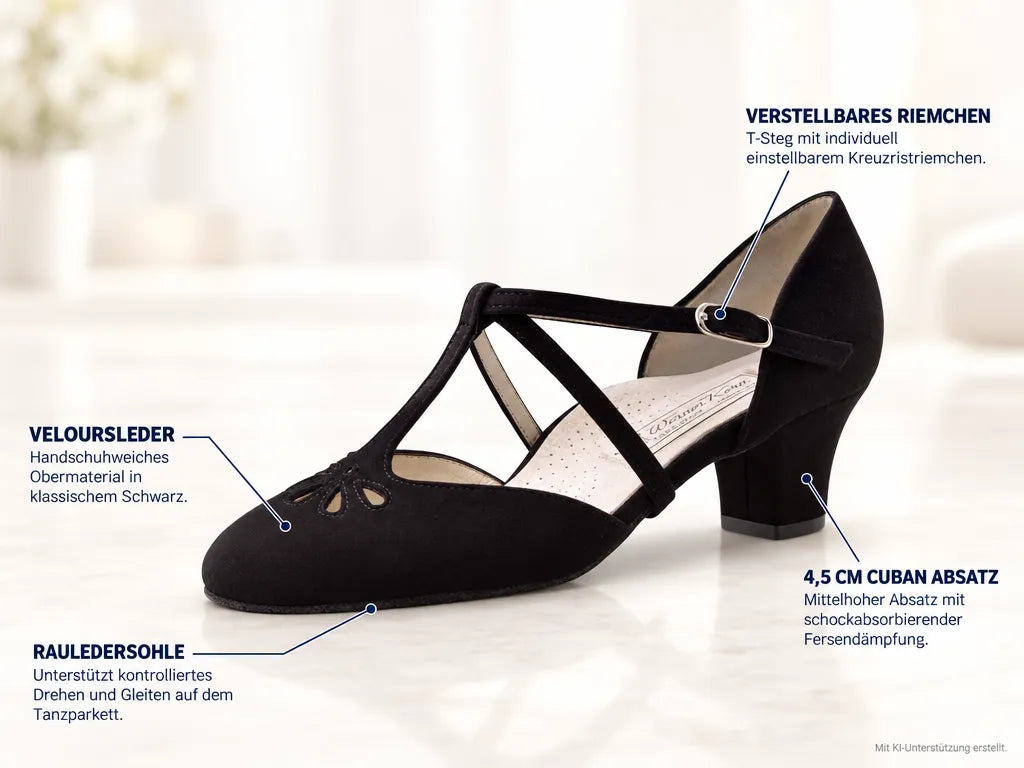 Werner Kern Damen Tanzschuhe Lea – Produktinfografik, mit KI-Unterstützung erstellt.