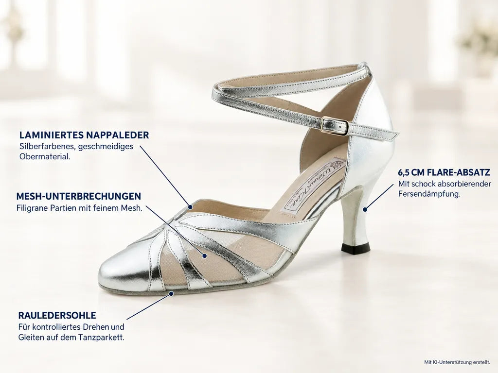 Werner Kern Damen Tanzschuhe Linda 6,5 – Produktinfografik, mit KI-Unterstützung erstellt.