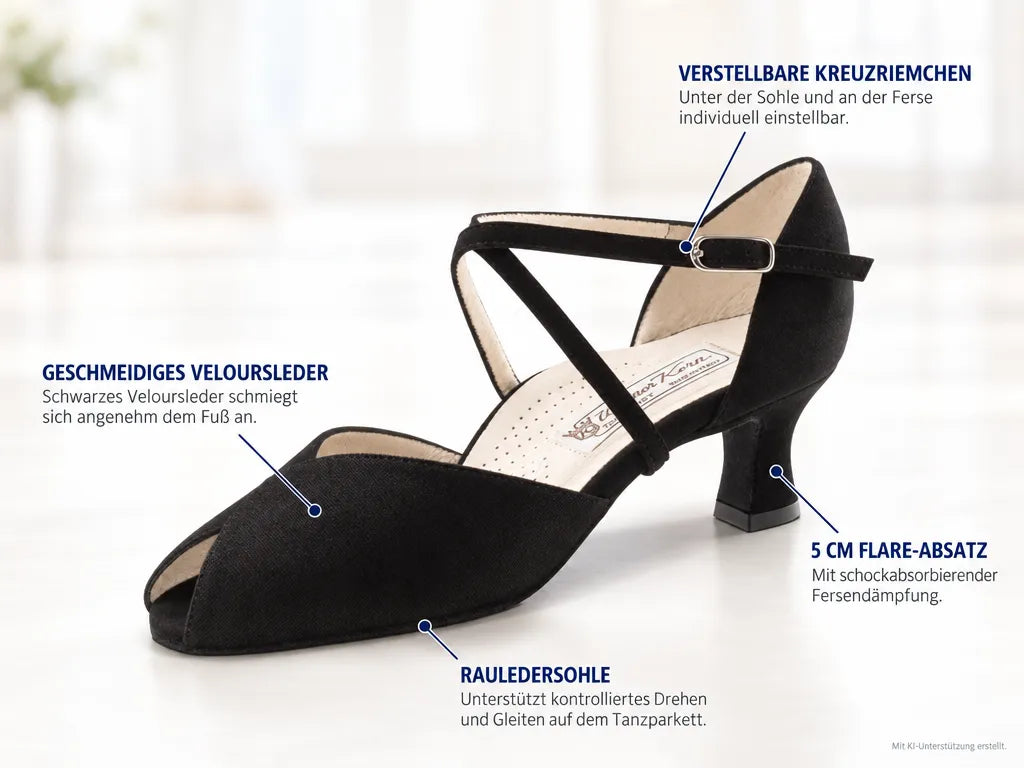 Werner Kern Damen Tanzschuhe Lotte – Produktinfografik, mit KI-Unterstützung erstellt.