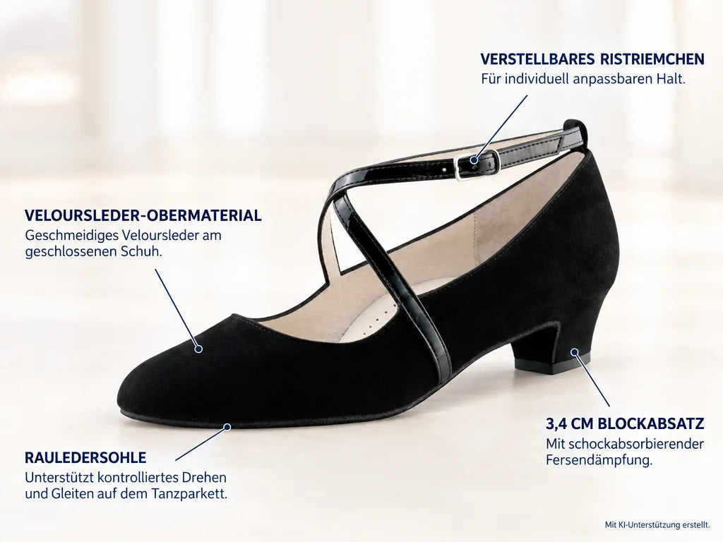 Werner Kern Damen Tanzschuhe Marina – Produktinfografik, mit KI-Unterstützung erstellt.