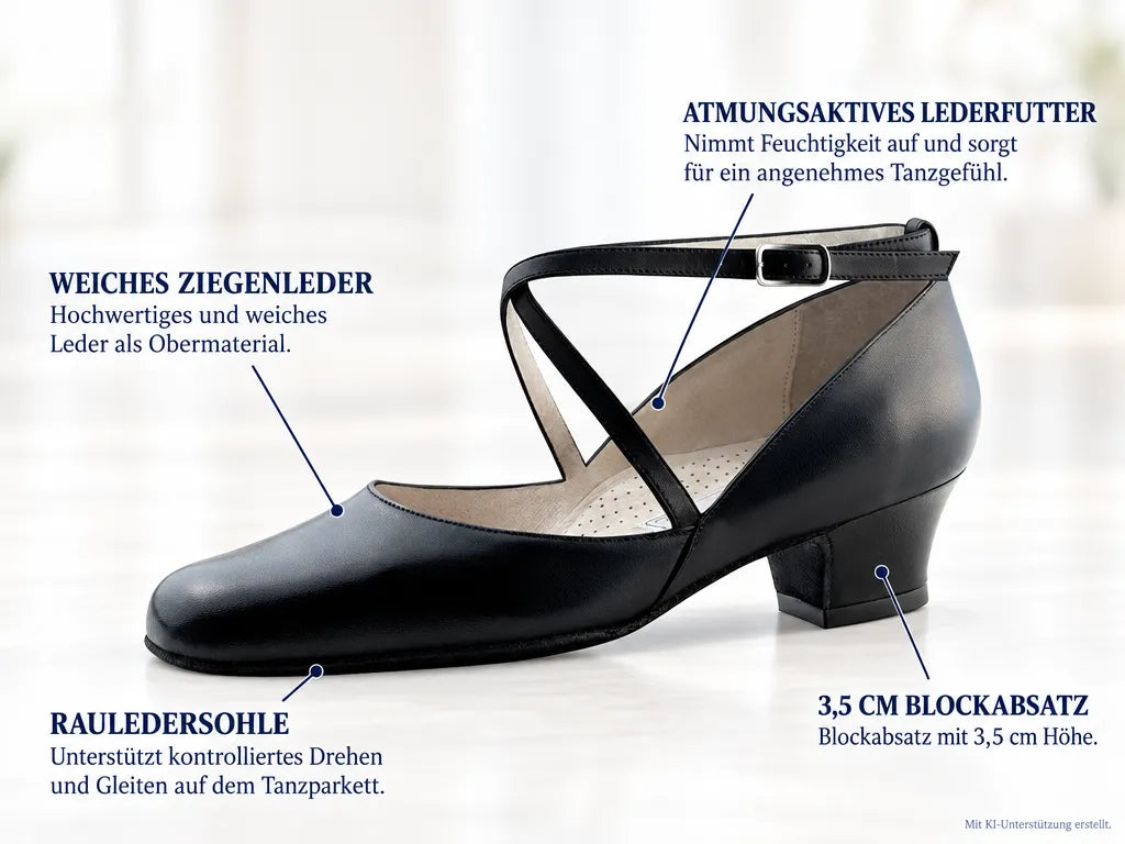 Werner Kern Damen Tanzschuhe Marion – Produktinfografik, mit KI-Unterstützung erstellt.