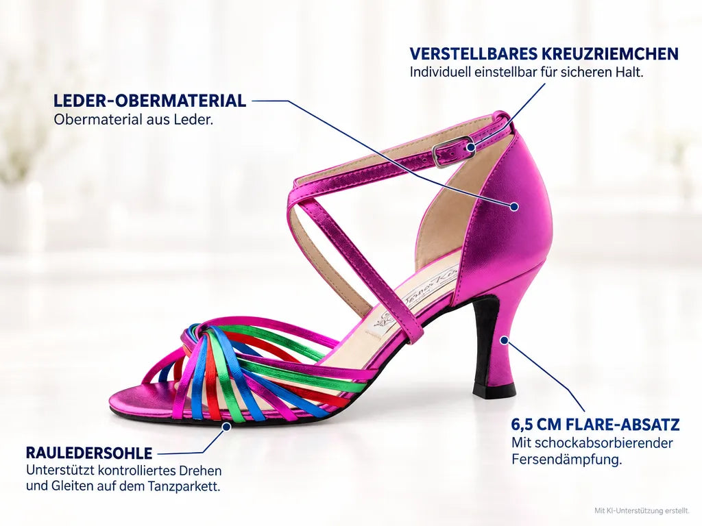 Werner Kern Damen Tanzschuhe Mary – Produktinfografik, mit KI-Unterstützung erstellt.
