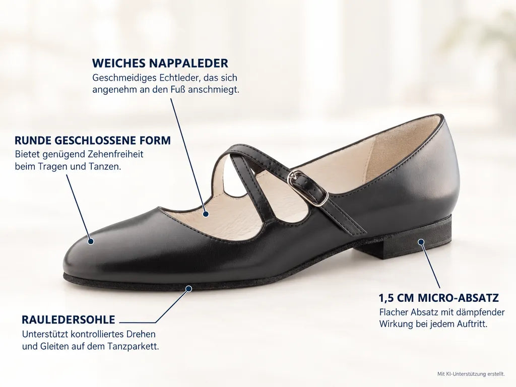 Werner Kern Damen Tanzschuhe Mischa – Produktinfografik, mit KI-Unterstützung erstellt.
