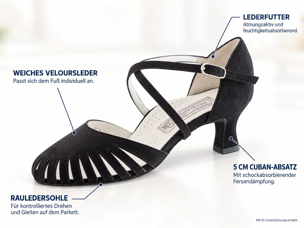 Werner Kern Damen Tanzschuhe Murielle 5 – Produktinfografik, mit KI-Unterstützung erstellt.