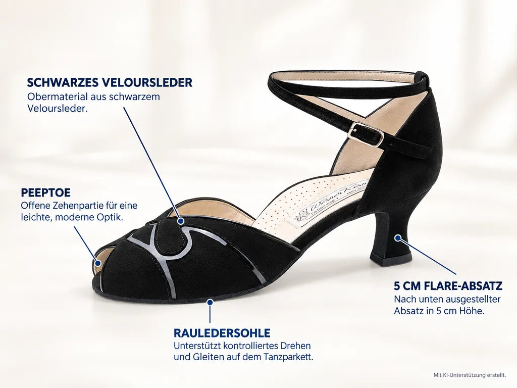 Werner Kern Damen Tanzschuhe Nellie 5 – Produktinfografik, mit KI-Unterstützung erstellt.