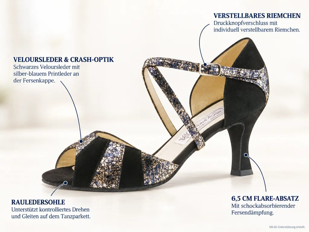 Werner Kern Damen Tanzschuhe Penny – Produktinfografik, mit KI-Unterstützung erstellt.