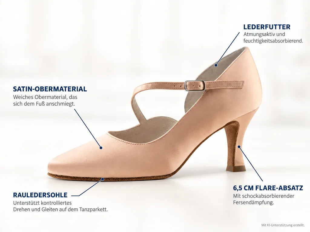 Werner Kern Damen Tanzschuhe Rita 6,5 – Produktinfografik, mit KI-Unterstützung erstellt.