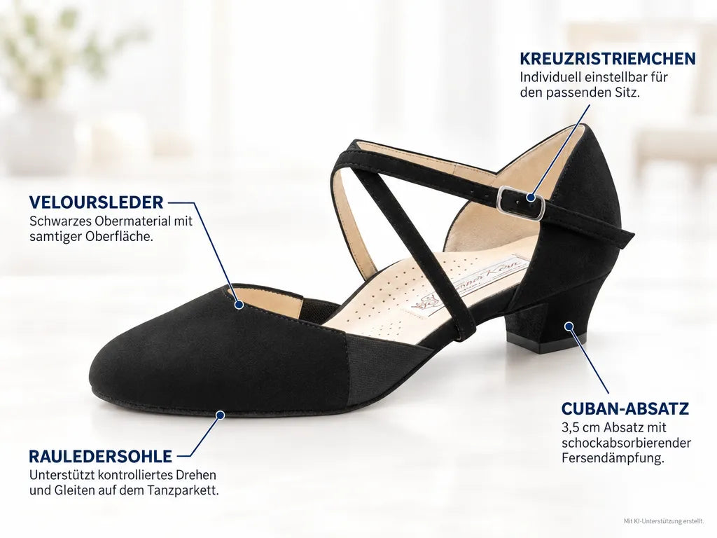 Werner Kern Damen Tanzschuhe Ronja 3,4 – Produktinfografik, mit KI-Unterstützung erstellt.