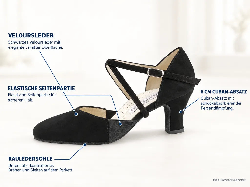 Werner Kern Damen Tanzschuhe Ronja 6 – Produktinfografik, mit KI-Unterstützung erstellt.