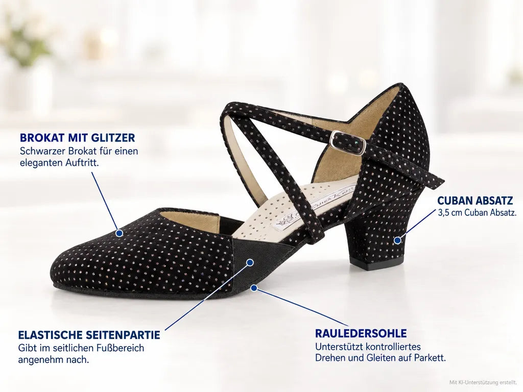 Werner Kern Damen Tanzschuhe Ronja – Produktinfografik, mit KI-Unterstützung erstellt.