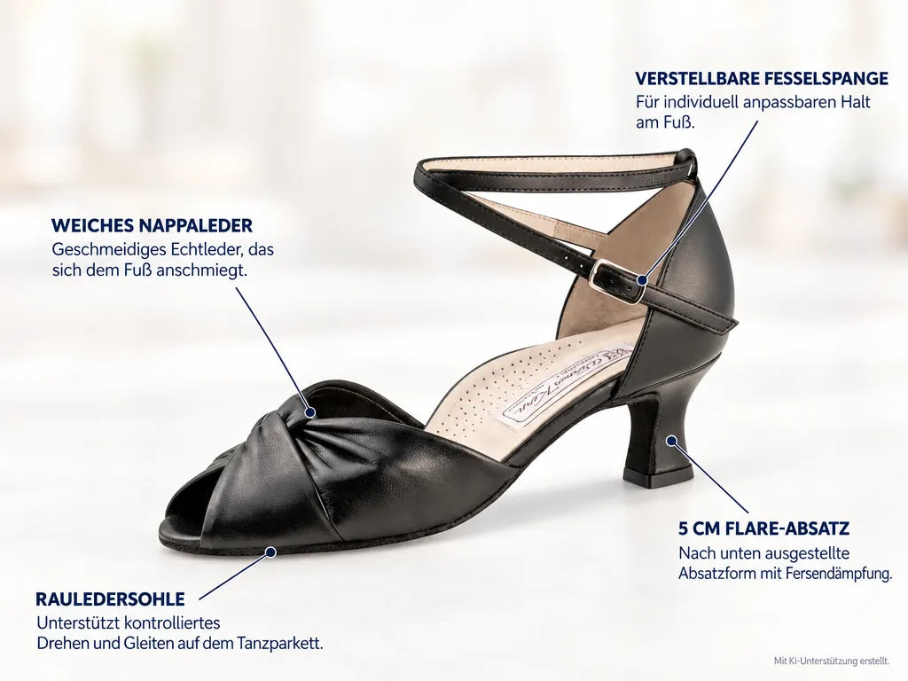 Werner Kern Damen Tanzschuhe Ruth 5 – Produktinfografik, mit KI-Unterstützung erstellt.