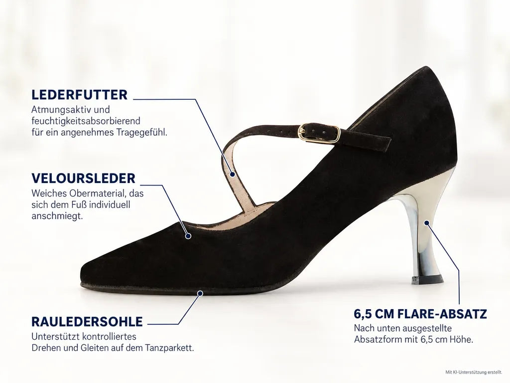 Werner Kern Damen Tanzschuhe Sarah – Produktinfografik, mit KI-Unterstützung erstellt.