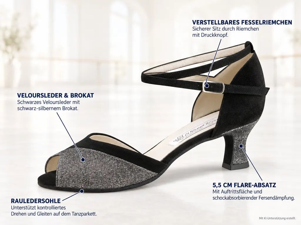 Werner Kern Damen Tanzschuhe Steph – Produktinfografik, mit KI-Unterstützung erstellt.