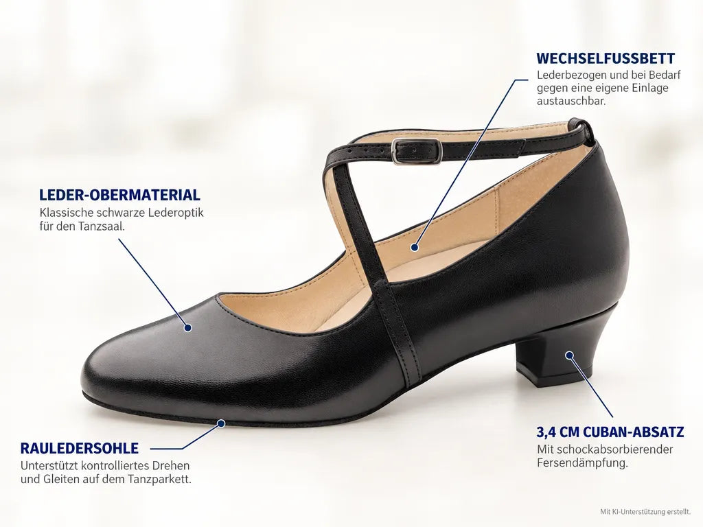 Werner Kern Damen Tanzschuhe Stine – Produktinfografik, mit KI-Unterstützung erstellt.