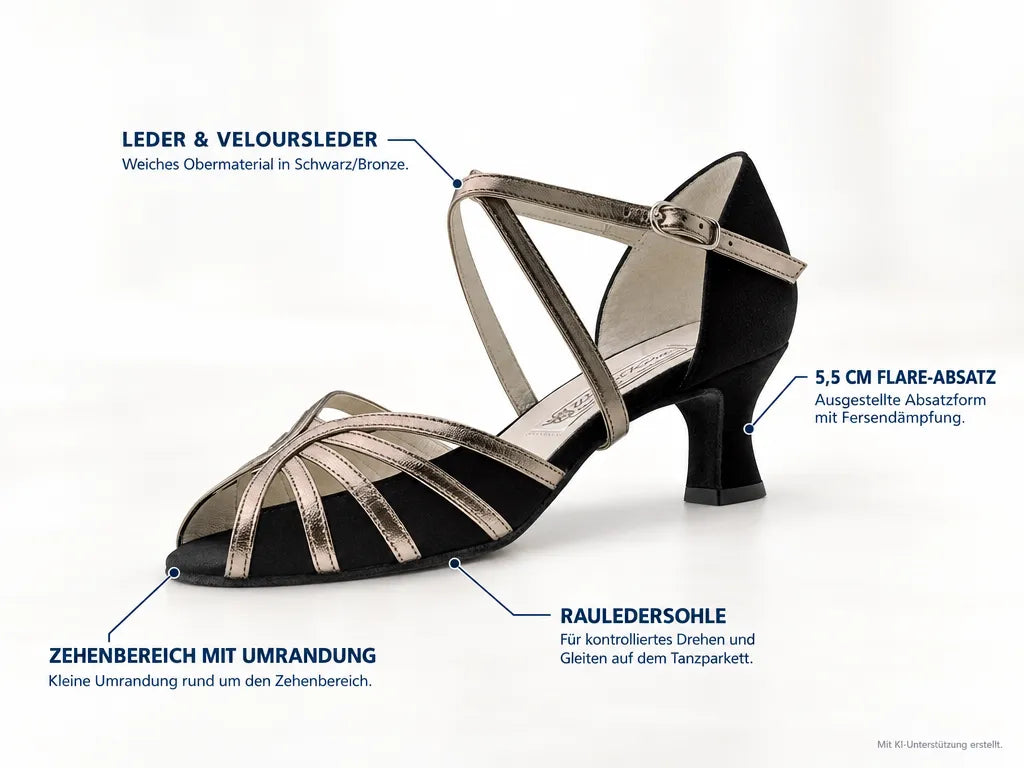 Werner Kern Damen Tanzschuhe Swantje – Produktinfografik, mit KI-Unterstützung erstellt.