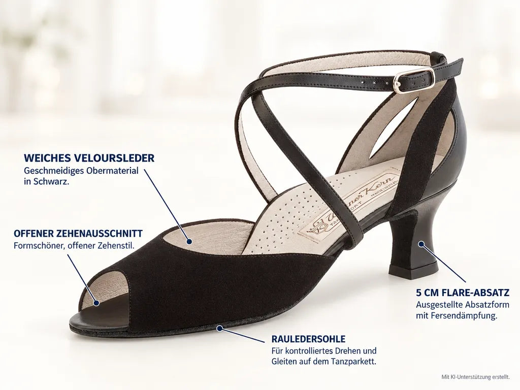 Werner Kern Damen Tanzschuhe Tiziana 5 – Produktinfografik, mit KI-Unterstützung erstellt.