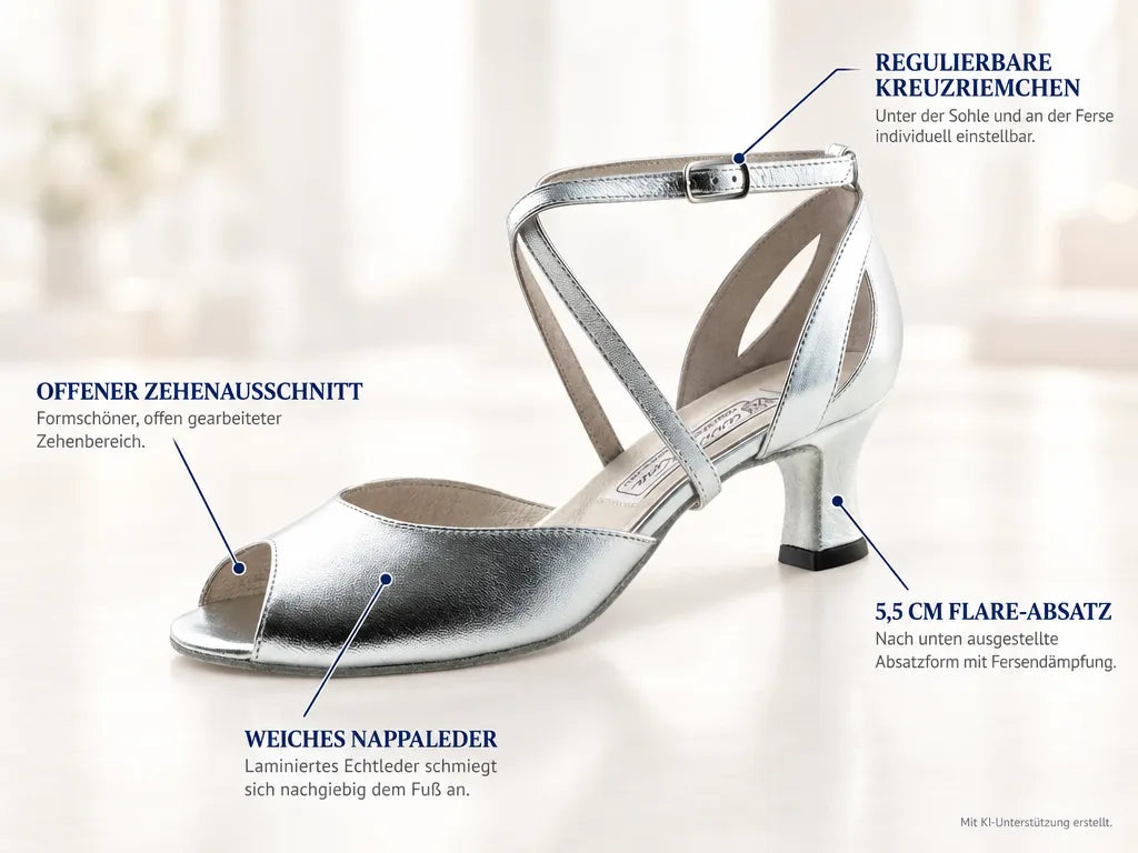 Werner Kern Damen Tanzschuhe Tiziana 5,5 – Produktinfografik, mit KI-Unterstützung erstellt.