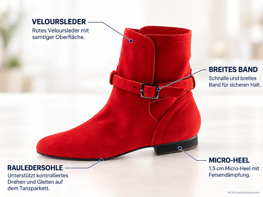 Werner Kern Damen Tanzschuhe/Tanzstiefel Harper 15-S – Produktinfografik, mit KI-Unterstützung erstellt.