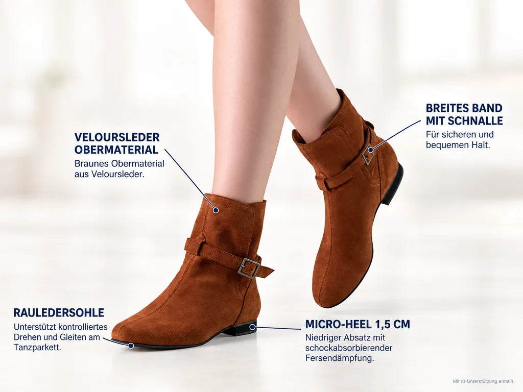 Werner Kern Damen Tanzschuhe/Tanzstiefel Harper 15-S – Produktinfografik, mit KI-Unterstützung erstellt.