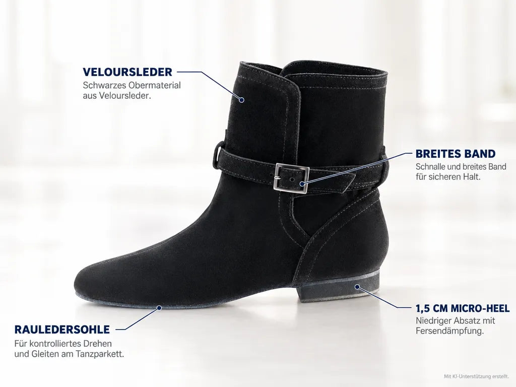 Werner Kern Damen Tanzschuhe/Tanzstiefel Harper 15-S – Produktinfografik, mit KI-Unterstützung erstellt.