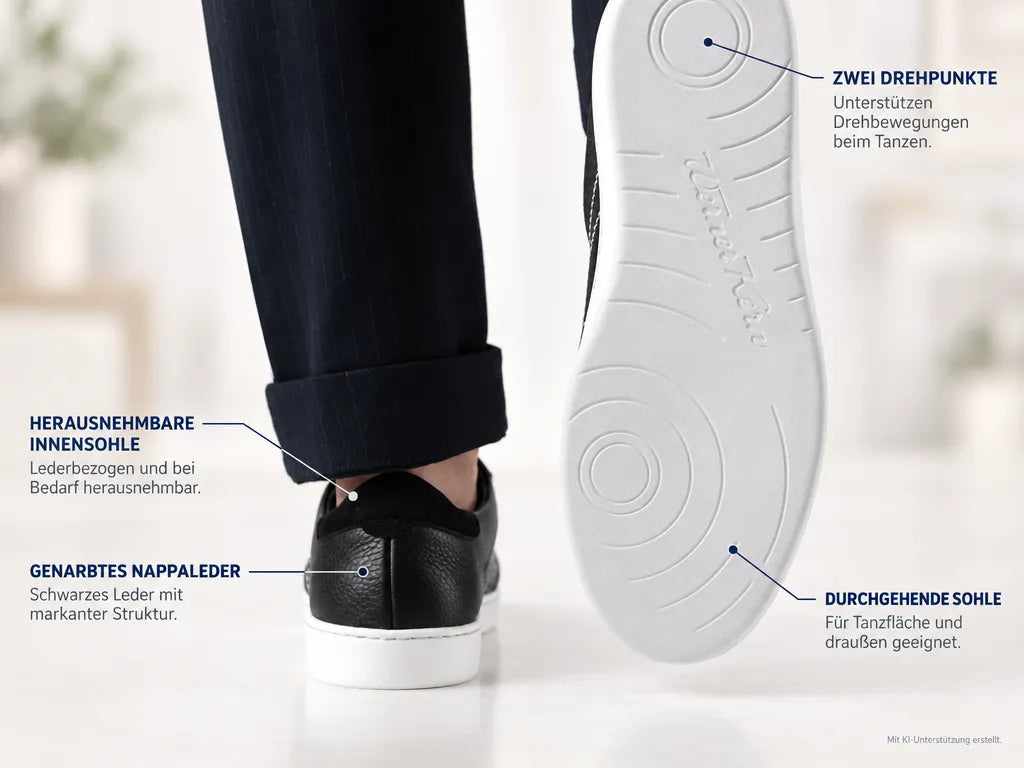 Werner Kern Herren Dance Sneakers Roma – Produktinfografik, mit KI-Unterstützung erstellt.