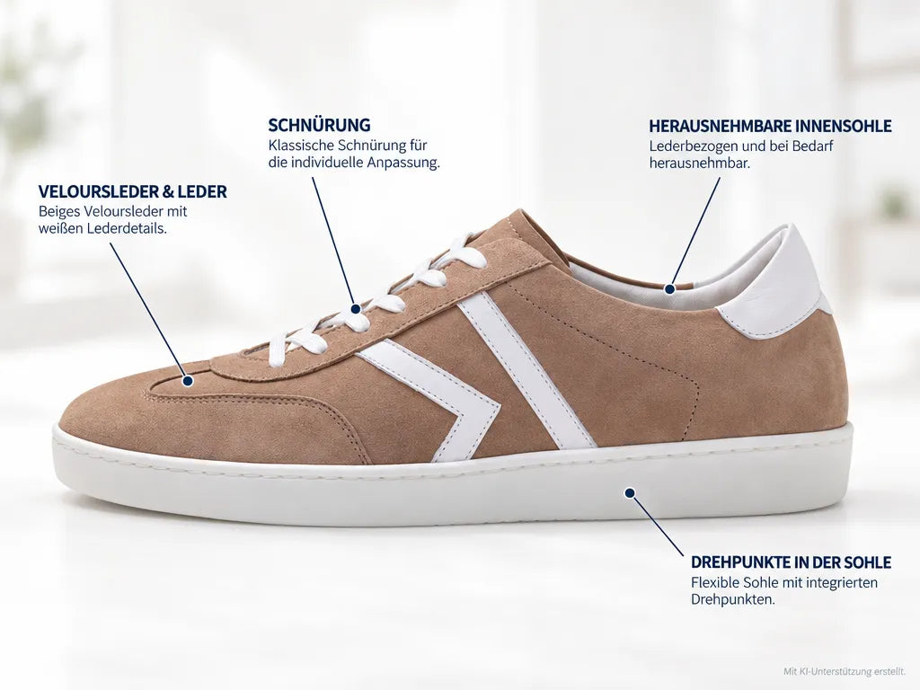 Werner Kern Herren Dance Sneakers Salerno – Produktinfografik, mit KI-Unterstützung erstellt.