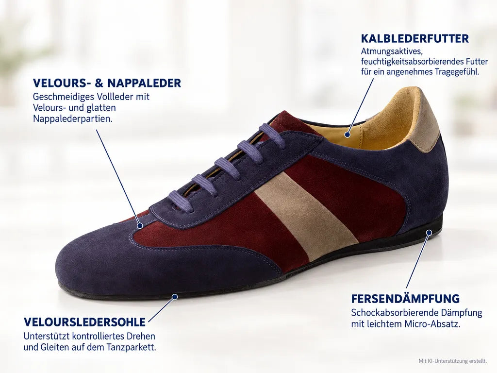 Werner Kern Herren Sneaker Tanzschuhe Bari – Produktinfografik, mit KI-Unterstützung erstellt.