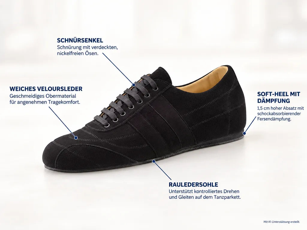 Werner Kern Herren Sneaker Tanzschuhe Cortino – Produktinfografik, mit KI-Unterstützung erstellt.